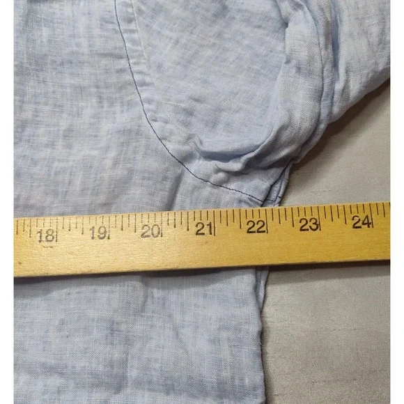 VICTOR Men Size 2XL Blue Dye 100% LINEN Long Sleeve Button Shirt Made In Spain - Picture 10 of 14